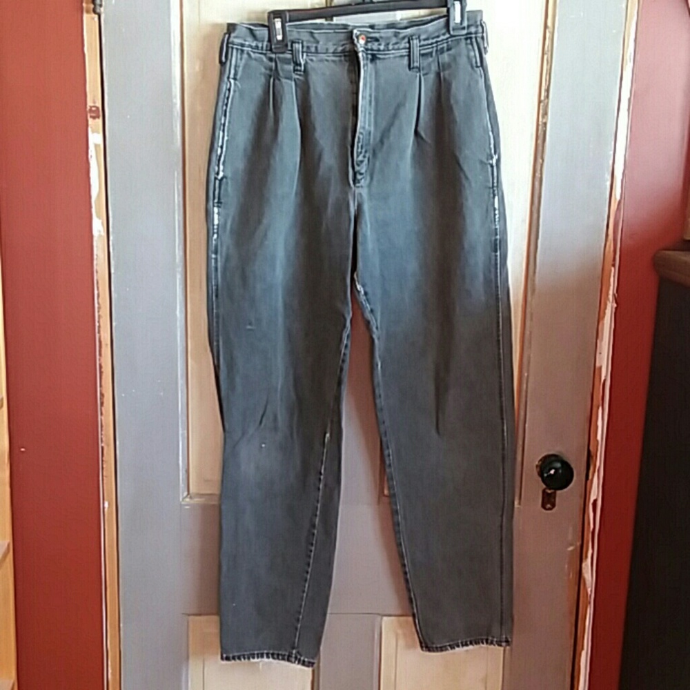 Distressed jeans black faded high waisted